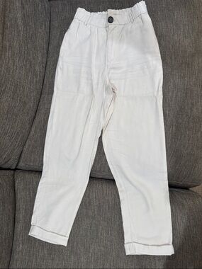 Zara Cream High-Waist Tapered Pants